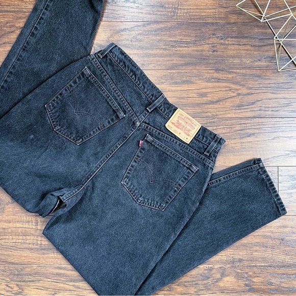vintage • 90s Levi’s 512 jeans Slim Fit Tapered Leg black denim mom high rise - Picture 1 of 9